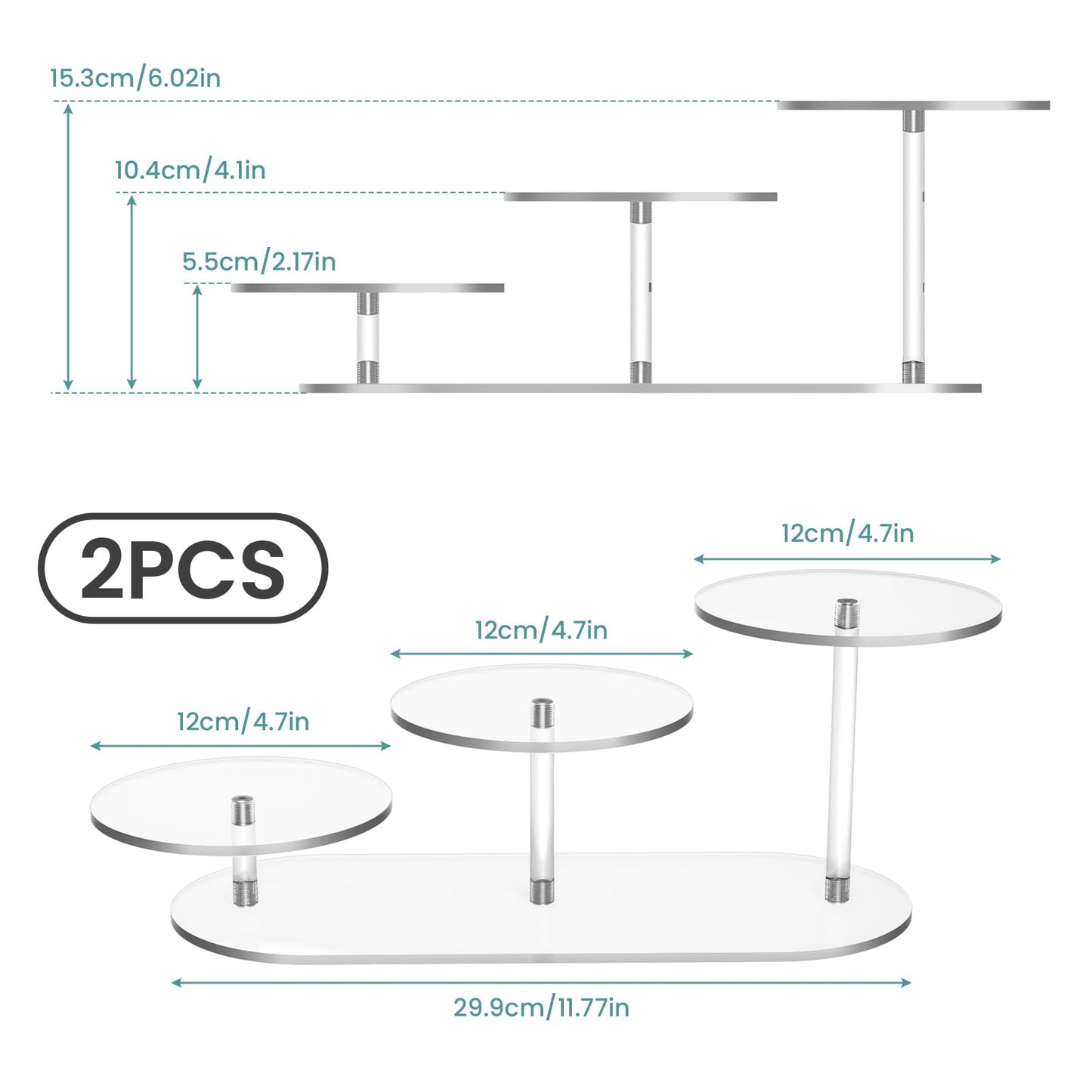 NiHome Display Stand for LEGO Botanical Collection Sets, Clear Acrylic 3-Tier Stepped Riser for Collectibles Figures Tabletop Plants Perfume Cupcakes, Room Decor, Tool-Free Quick Assembly, 2 Pack