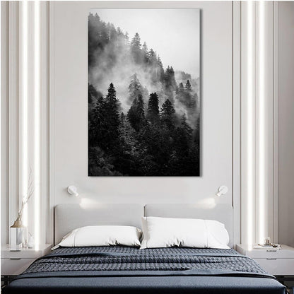 Forest Canvas Wall Art, Black and White Landscape Paintings Prints for Bedroom Living Room Decor (16x24in, Unframed)