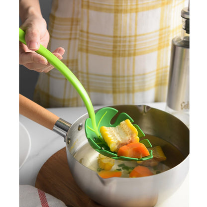 3 PCS Jungle Unique Green Leaf Noodle Leaky Turtle Back Leaf Cooking Spoon for Kitchen Tools