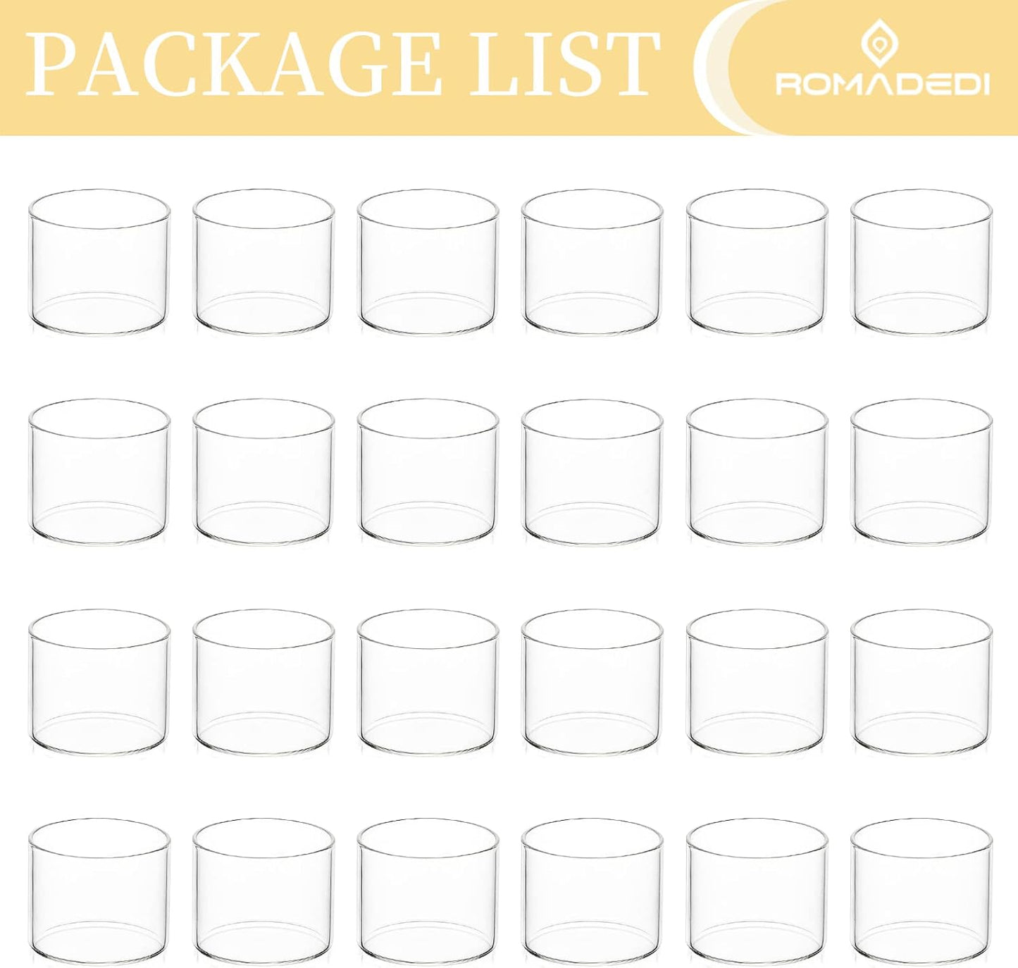 20+Extra 4 Wedding Votive Tea Light Holders - Mini Clear Glass Tealight Candle Holder as Candlelit Dinner Party Events