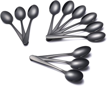 Buyer Star 12 Pieces Black Teaspoons - 5.5-Inch Mini Coffee Stainless Steel Espresso Spoons