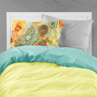 Caroline's Treasures 8969PILLOWCASE Abstract Flowers Teal and Orange Fabric Standard Pillowcase