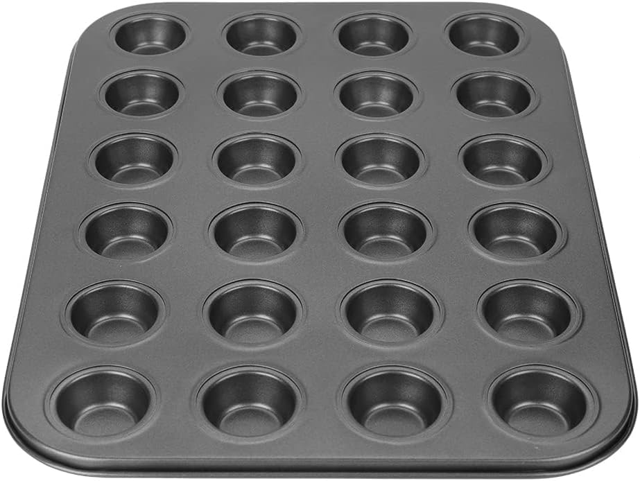 Muffin Pans, 24 Cups Nonstick Steel Cupcake Pan, Black Bakeware for Mini Muffin Tins and Baking