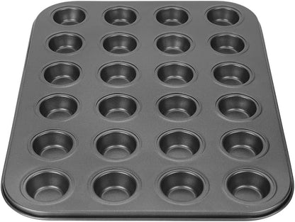 Muffin Pans, 24 Cups Nonstick Steel Cupcake Pan, Black Bakeware for Mini Muffin Tins and Baking