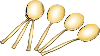 Stainless Steel Serving Spoons, Large Gold Serving Spoons Set of 8 for Catering
