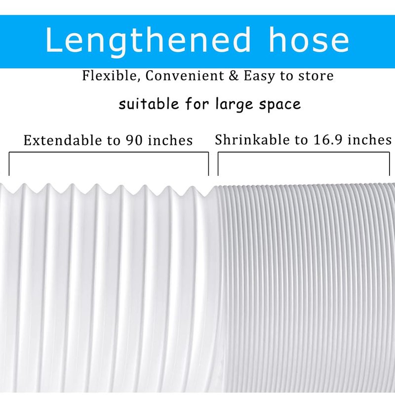SunDiao Portable Air Conditioner Hose, Portable Exhaust Vent Hose with 5.9 Inch Diameter, Anti-Clockwise Thread, 90 Inch Length
