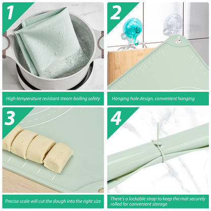 EuChoiz Silicone Pastry Mat 24"*16" Extra Thick Non Stick Baking Mat Food Grade Silicone Dough Rolling Bake Mat with Edge Heightening