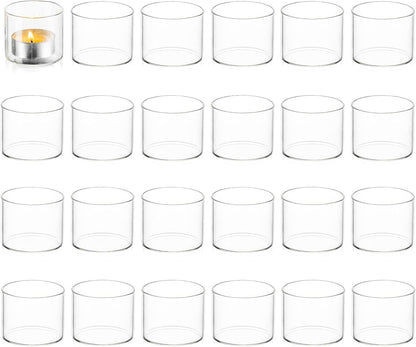 20+Extra 4 Wedding Votive Tea Light Holders - Mini Clear Glass Tealight Candle Holder as Candlelit Dinner Party Events