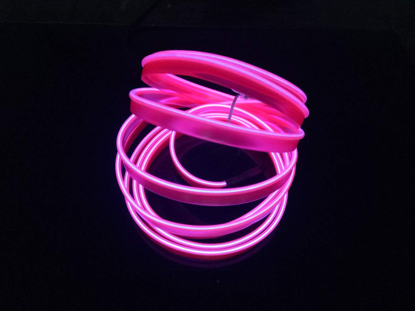 El Wire Neon Light Car Interior LED Lights, Ambient Lighting Kits for Xmas Halloween Christmas Car Decoration(5m/16ft, Pink)