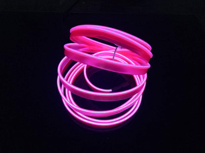 El Wire Neon Light Car Interior LED Lights, Ambient Lighting Kits for Xmas Halloween Christmas Car Decoration(5m/16ft, Pink)