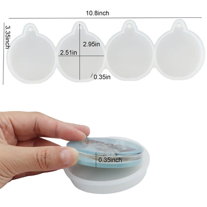 2pcs 4-Cavity Deep Round Christmas Ornament Resin Mold,Round Silicone Keychain Molds for Epoxy Resin,Christmas Tree Decorations Christmas Bauble Silicone Mold Halloween