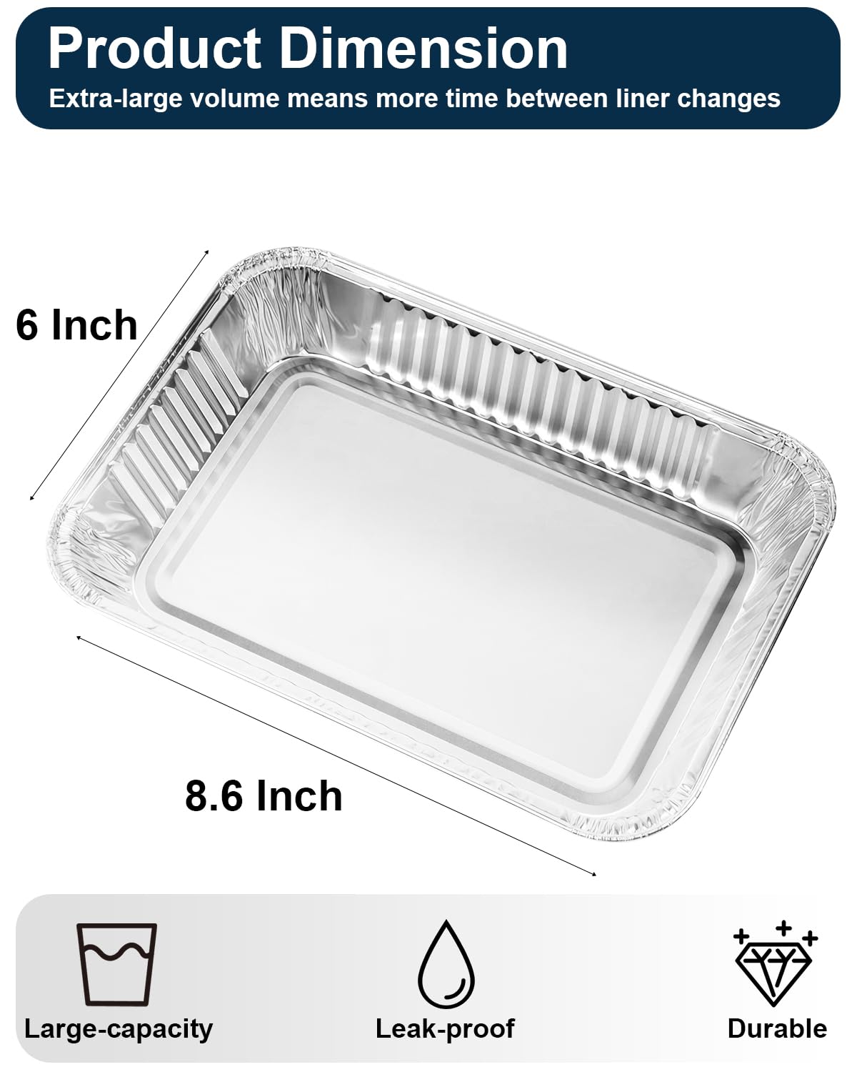 Matchwaves Drip Pans for Weber, Disposable Aluminum Foil Grease Trays for Weber Grills, Universal Replacement Liners for Weber Series, 8.6" x 6" - 20 Pcs