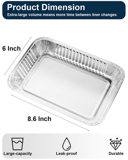Matchwaves Drip Pans for Weber, Disposable Aluminum Foil Grease Trays for Weber Grills, Universal Replacement Liners for Weber Series, 8.6" x 6" - 20 Pcs