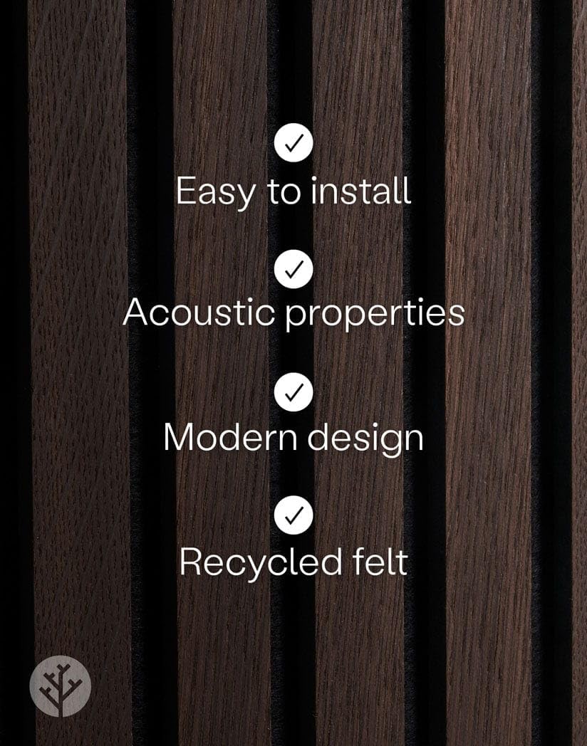 WVH Luxury American Smoked Oak Acoustic Slat Wood Wall Panels, Measures 118.11" x 25.20", Premium Oiled Finish, Interior Decor for Walls & Ceilings, Noise Cancelling & Sound Absorbing for Home, 2pcs