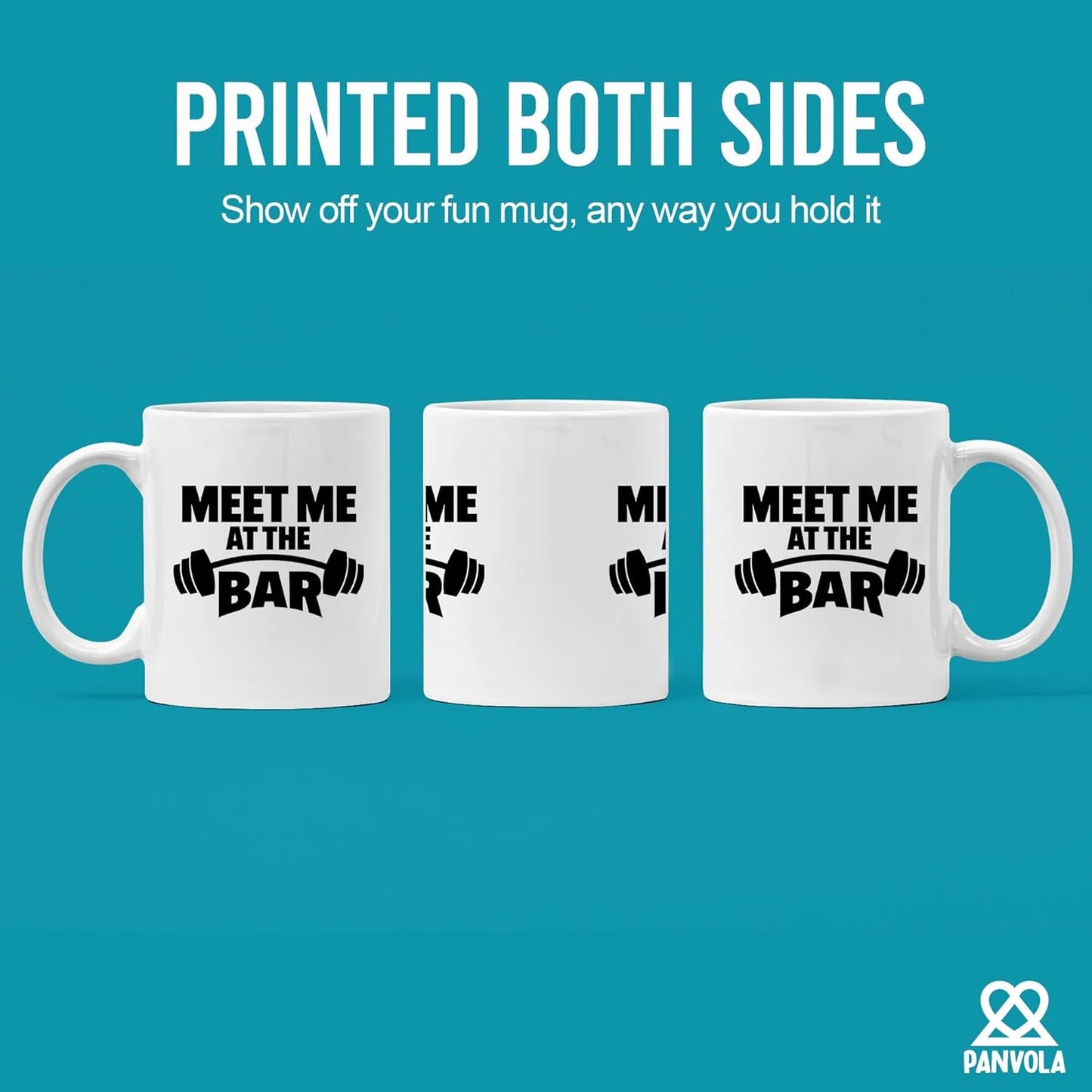Panvola Meet Me At The Bar Weightlifting Gift Mug, Funny Ceramic Gym Coach Mug for Dad, Husband, or Brother