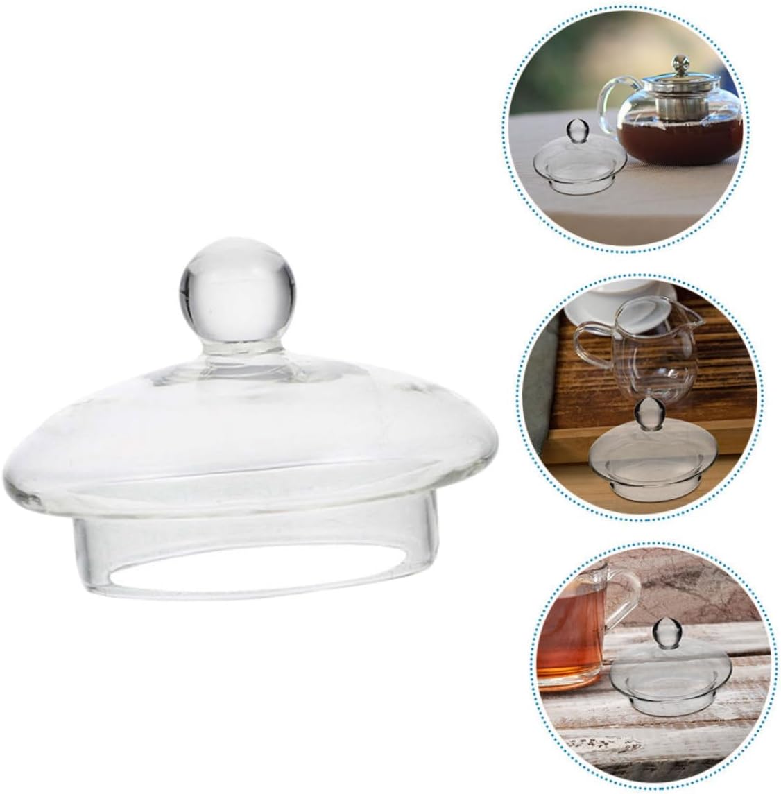 Small Glass Teapot Lid, Clear Replacement Caps for Tea Steeper, Kettle Lid, and Tea Set Cover