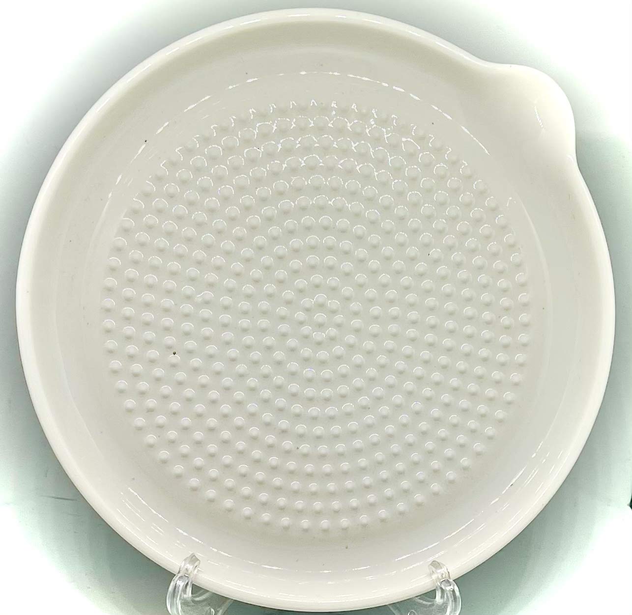 BonCera, Premium Ceramic Garlic Grater Plate 3-Piece Set - White Modern Design and Style - For Garlic, Ginger, Chocolate, and more! - Comes with 6.5" Plate, Peeler, and Brush