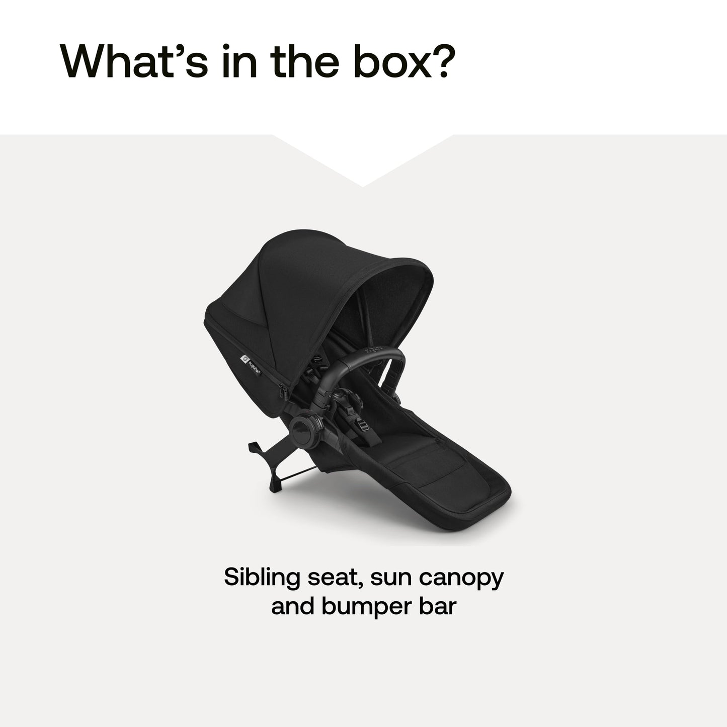 Bugaboo Donkey 6 Sibling Seat – Complete Second Seat Kit for Side-by-Side Double Stroller Conversion, Reversible & Reclining Toddler Seat with Sun Canopy – Deep Indigo
