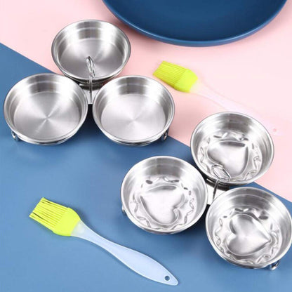 Angoily Egg Poacher Set with Oil Brush - Stainless Steel Egg Mold and Boiling Tray 7.28X7.28X1.18In Easy Clean and Handle for Home Kitchen Cooking
