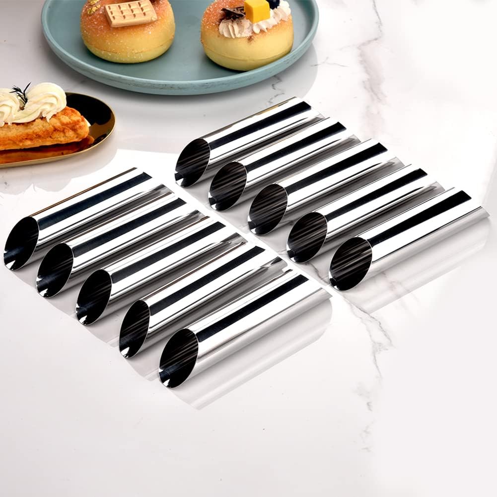 Guowall Cream Horn Mold, 21pcs Stainless Steel Ice Cream Cone Mold and Tubular Shaped Reusable Pastry Mould