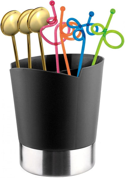 Straw Dispenser for Counter, 3 Compartment Utensil Holder Caddy for Spoons Forks Chopsticks Storage
