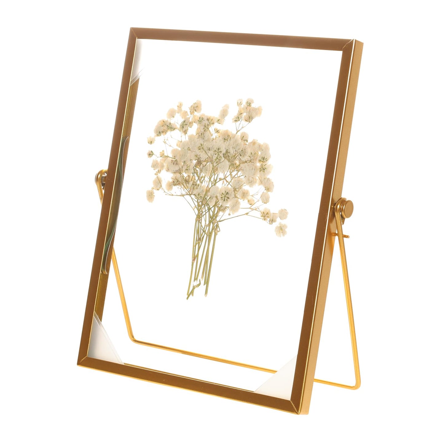 Fumwase 6 x 8 Elegant Gold Floating Picture Frame Tabletop Artwork Photo Frames Glass Picture Frame for Dried Flowers Tiny Pressed Flowers Vintage Style and Real Glass Photo Frame (Gold, 6 x 8)