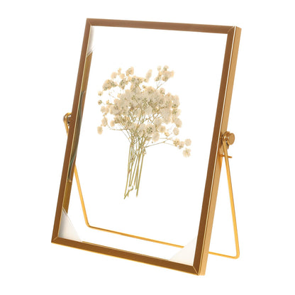 Fumwase 6 x 8 Elegant Gold Floating Picture Frame Tabletop Artwork Photo Frames Glass Picture Frame for Dried Flowers Tiny Pressed Flowers Vintage Style and Real Glass Photo Frame (Gold, 6 x 8)