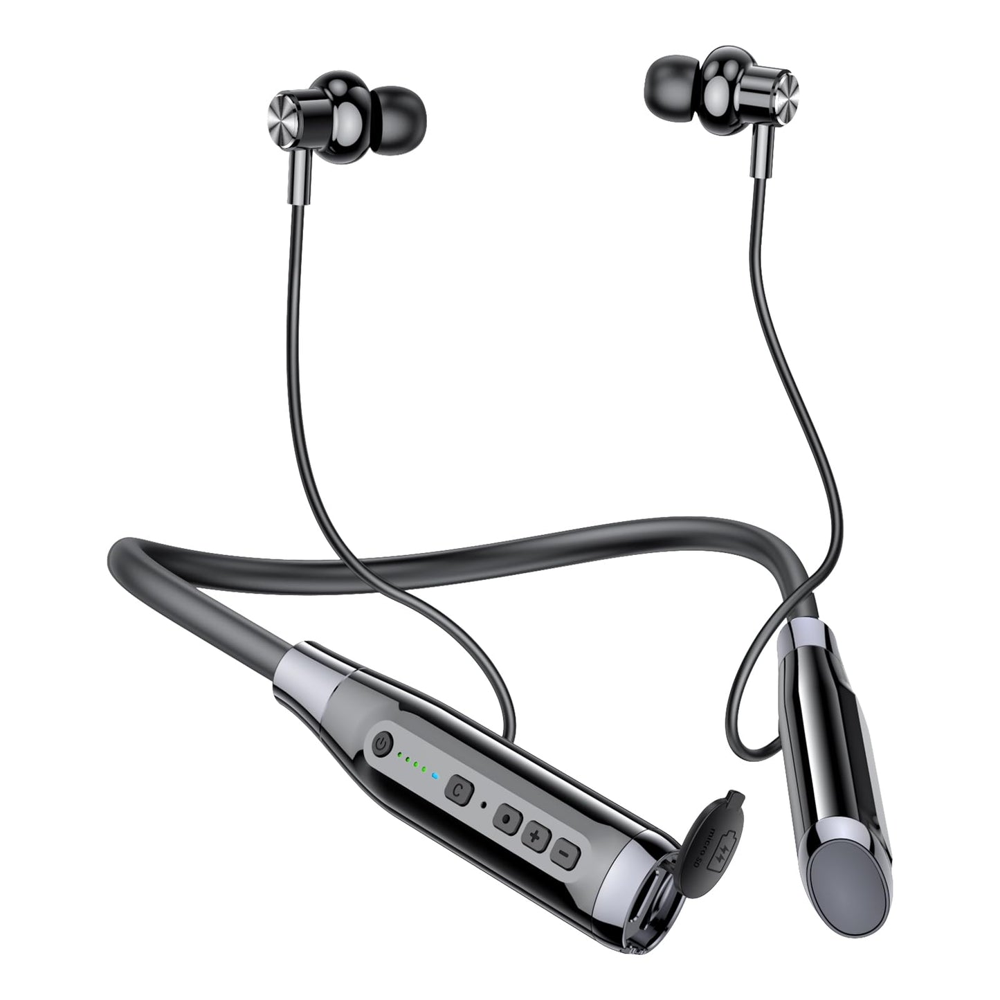 Kinobo Neckband Bluetooth Headphones，6.0 Bluetooth 120 Hours Playtime，IPX7 Sports Waterproof Earbuds with Microphone Noise Cancelling with TF Card Slot ，HiFi Stereo (Black)