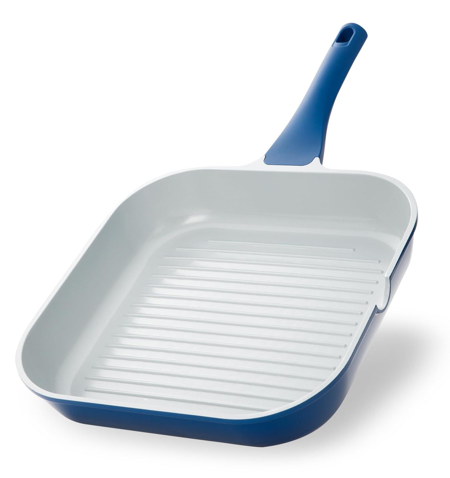 KOCH SYSTEME CS 11 Inch Nonstick Grill Pan for Stove Tops, Square Pan with Pour Spouts, Square Frying Pan for Indoor Cooking, Grill Skillet with Bakelite Handle, PTFE & PFOA Free, Blue