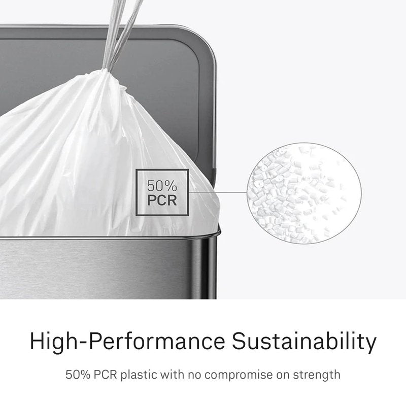 simplehuman Code L 100 Count, Dispenser Pack Custom Fit Liners, Drawstring Trash Bags, 18 Liter / 4.7 Gallon, White
