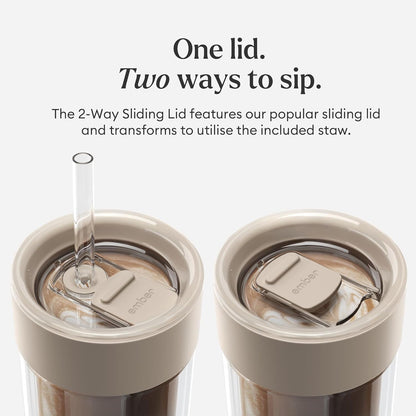 16 oz Ember Cold Tumbler Insulated Glass Iced Coffee Cup with Straw & Spill-Proof Lid, Keeps Drinks Cold, Eliminates