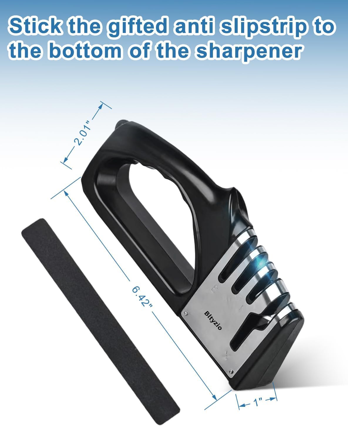 4-In-1 Manual Knife Sharpener for Kitchen Knives & Scissors, Professional Pull-Through Knife Sharpener with Tungsten Steel & Ceramic Slots, Non-Slip Base, Easy to Use for Chef Knives & Serrated Blades
