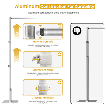 Jiang&Rong 10ft x 20ft Adjustable Backdrop Stand Kit - Heavy Duty Pipe and Drape Stand for Photo Studio, Booth, or Photography Backgrounds
