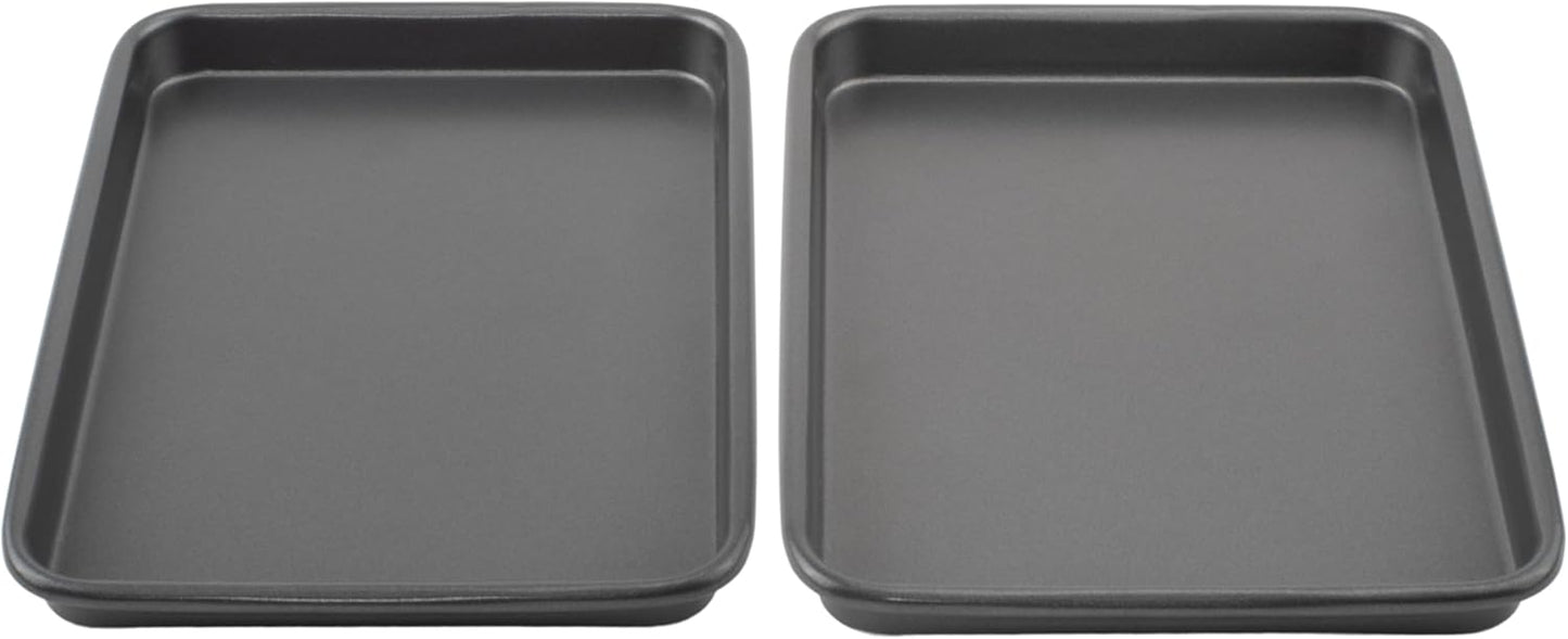 GoodCook Everyday Gray Set of 2 Nonstick Steel 9" x 6.2" Mini Baking Sheets for Toaster Oven