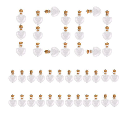 Mini Glass Jars with Cork Stoppers - Tiny Heart-Shaped Bottles for Party Wedding Decor & Jewelry Making (100)
