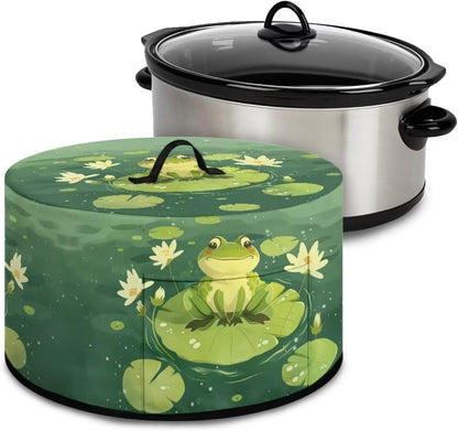 Green Dust Covers for Kitchen Appliances, Frog Lotus Leaf Crock Pot Cover, Dustproof Kitchen Decor Accessories