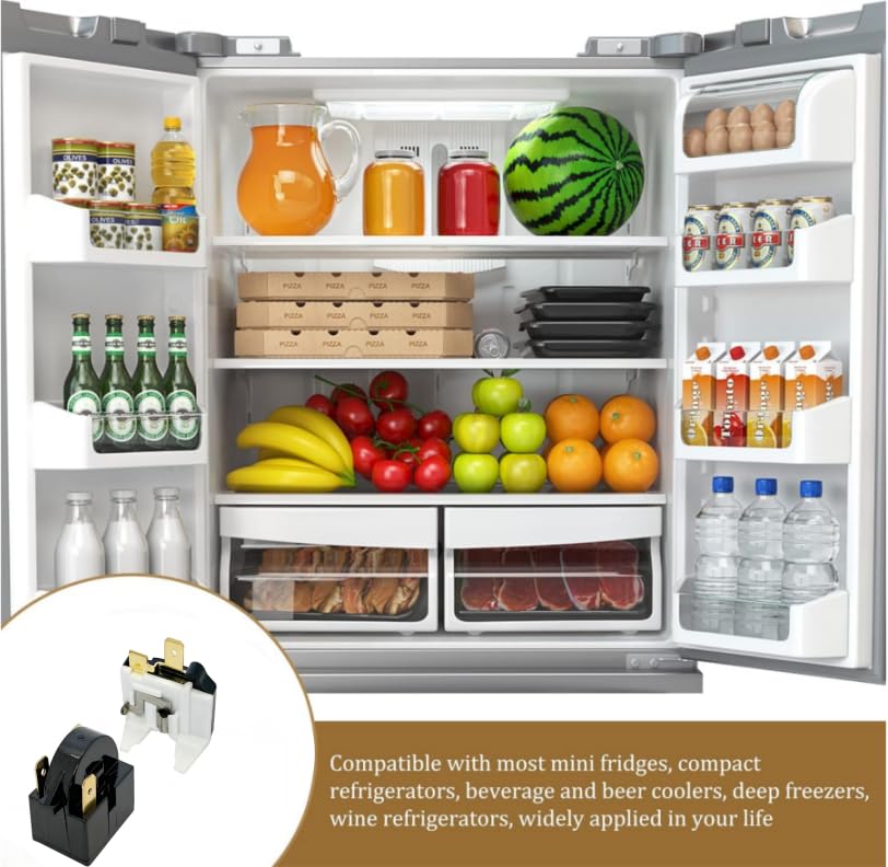 QP2-4R7 Compressor Starter PTC 4.7 ohm 3Pin Refrigerator Start Relay with Overload Protector for Mini Fridges, Coolers