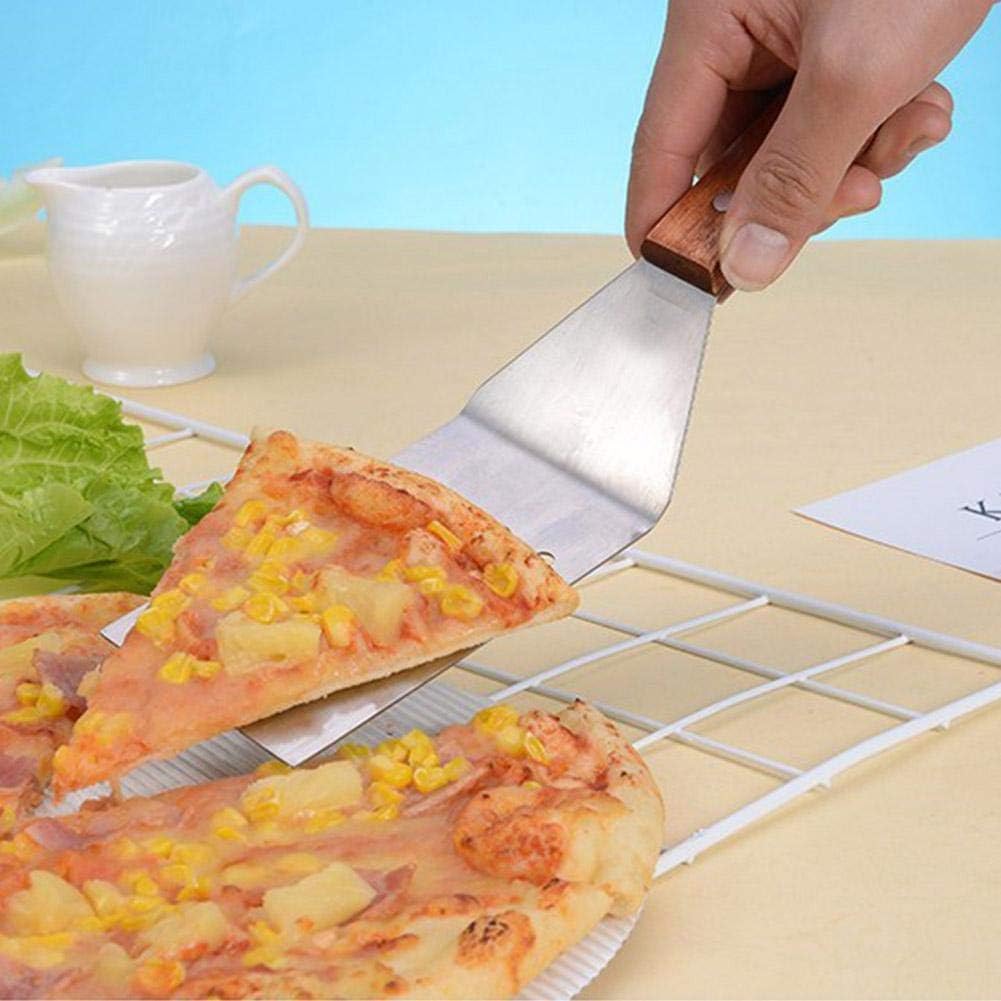 High-grade Stainless Steel Wooden Handle Frying Shovel Kitchen Dish Pizza Paddle Baking Cake, Cheese, Grill Food - 3