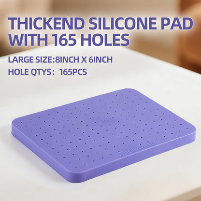 WECLAYER Polymer Clay Mat with 165 Holes,8" x 6" Heat-resistant Silicone Baking Pad,Jewelry Making Tool for Standing Earring Posts and UV Resin Craft,Non-Stick Oven Safe Work Station for Art Clay