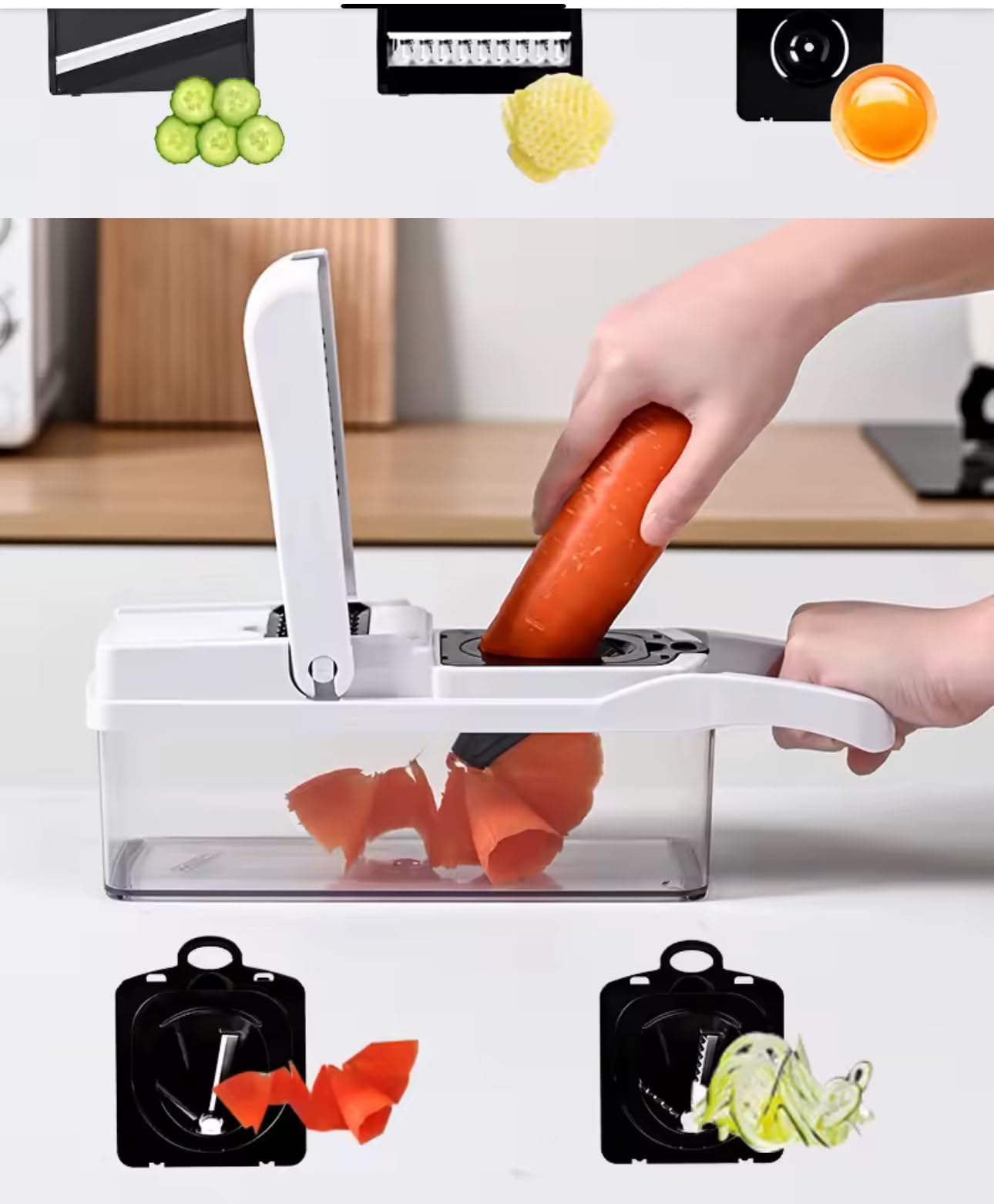 Vegetable Slicer and Chopper, 26-in-1 Kitchen Mandoline, Food Shredder and Dicer, Multifunctional