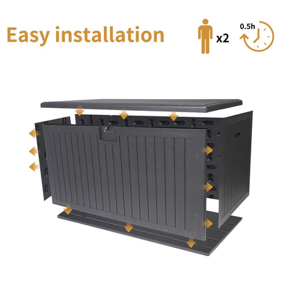 LANTRO JS 230 Gallon Deck Box Waterproof, Outdoor Storage Box Waterproof Lockable with Divider and Lifter Prevent Water Seeping into from Floor for Patio Cushions