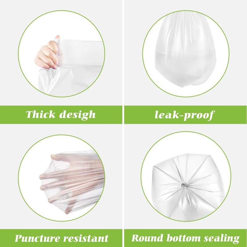 Teivio 6 Gallon 80 Counts Medium Garbage Bags Trash Bags, Bathroom Trash Can Bin Liners, Plastic Bags for home office kitchen,Garden Outdoors waste,Clear