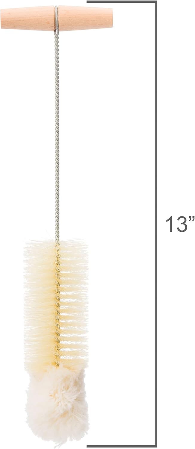 14 Inches Redecker Bottle Brush with Beechwood Grip, for Soda Bottles/Jars/Specialty Glassware, Tampico Fiber and Wool