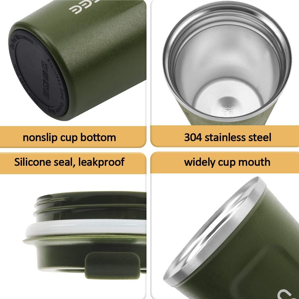 12 oz CS COSDDI Stainless Steel Vacuum Insulated Tumbler - Coffee Travel Mug Spill Proof with Lid - coffee Cup for Keep