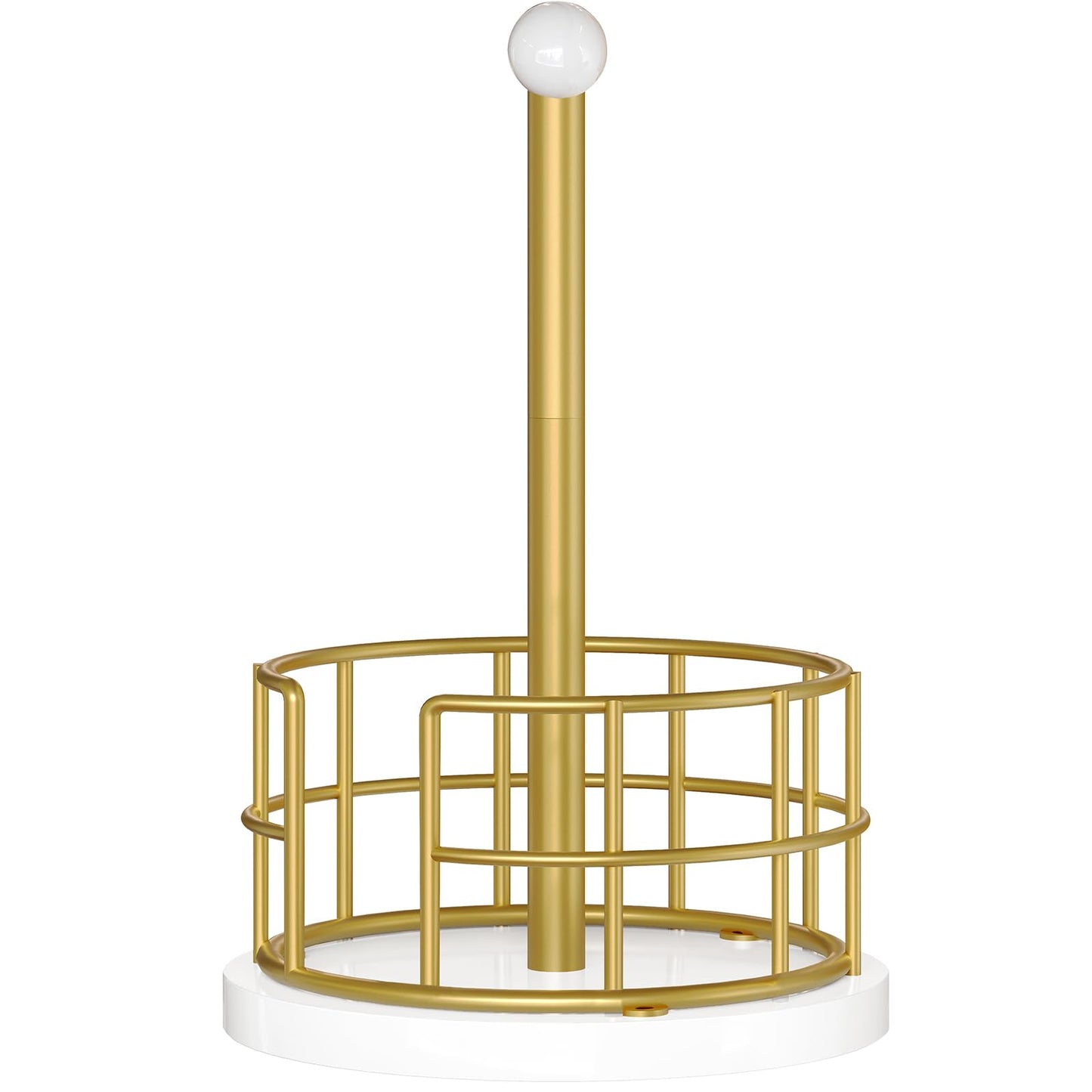YATINEY Paper Towel Holder, Kitchen Paper Towel Holder for Countertop, Gold Paper Towel Stand with Wooden Base, Freestanding Kitchen Roll Holder, for Standard Size Rolls, Gold CJ05DW