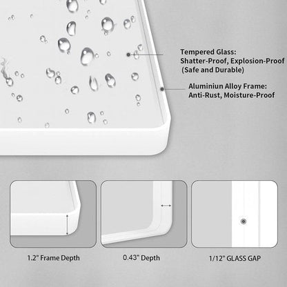 LOAAO Bathroom Mirror - 28x36 Inch White Metal Framed | Large Rounded Rectangle, Anti-Rust, Versatile Hanging