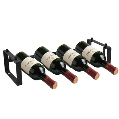 STAEVER Stackable 4 Bottles Wine Rack – Compact Metal Wine Holder for Countertop, Cabinet, Pantry, Bar, or Small Spaces – Small Freestanding Wine Storage Organizer for Tight Spaces (1 Tier, Black)