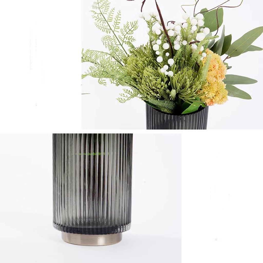 Nordic Light Luxury Simulation Flower Art Set Glass Vase Decoration Living Room Porch Dining Table Coffee Fake Interior Fake Plants(A)