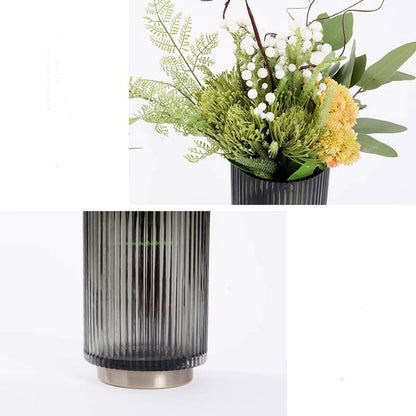 Nordic Light Luxury Simulation Flower Art Set Glass Vase Decoration Living Room Porch Dining Table Coffee Fake Interior Fake Plants(A)