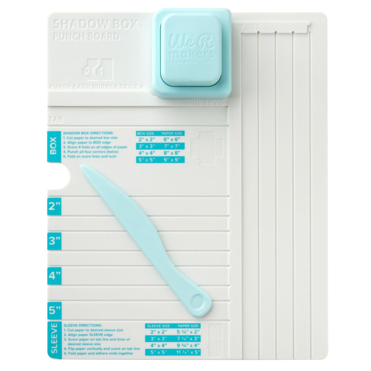 We R Makers Shadow Box Paper Punch Board - Paper Cutter Creates 2"-5" Shadow Boxes, Includes Scoring Tool - Great for Crafts, Card Making, Advent Calendars, Layered Scenes, and DIY Gifts
